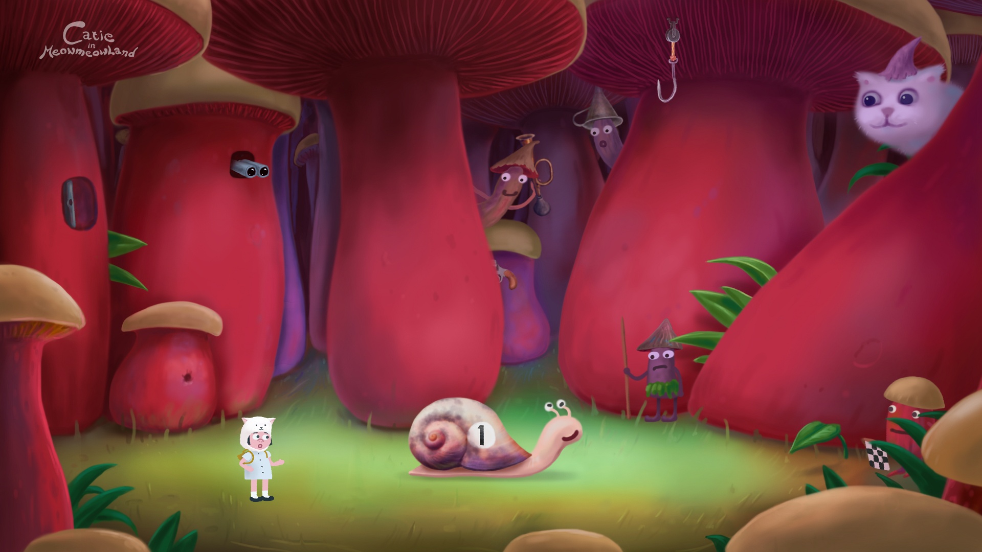 Catie in MeowmeowLand - Snail level screenshot of point-and-click adventure indie game from Slovakia